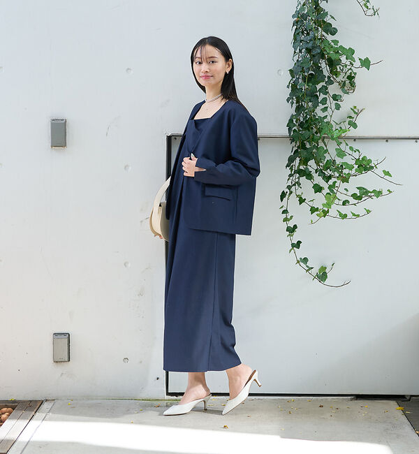 Rouge vif「【一部店舗限定】【2点セット】シングルジャケット&times;キャミワンピSET」|ノーカラージャケット|