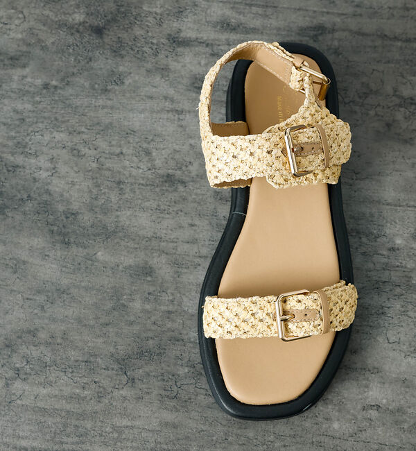 Rouge vif「【PAOLO BOVE / パオロ ボーヴ】ラフィアベルトサンダル / 厚底サン」|サンダル|