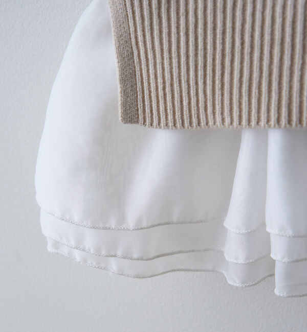 Rouge vif「【一部店舗限定】チュールコンビノースリーブプルオーバー」|ニット・セーター|