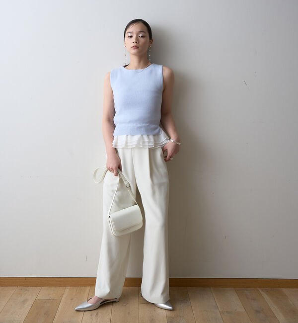 Rouge vif「【一部店舗限定】チュールコンビノースリーブプルオーバー」|ニット・セーター|