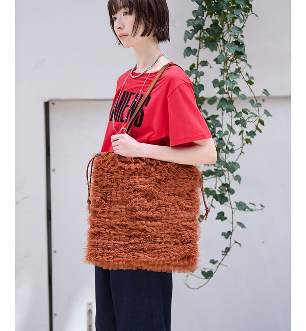 Rouge vif「【Ampersand / アンパサンド】Tulle frill bag/ME-2」|トートバッグ|
