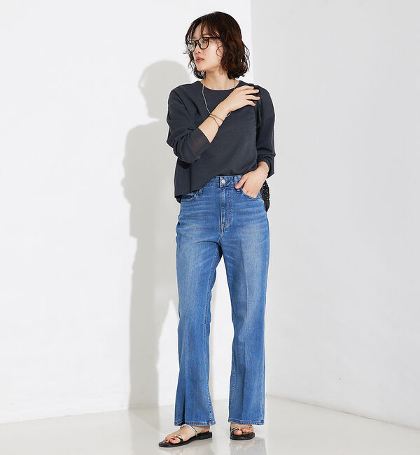 qualite「【Healthy DENIM】Lotusフレアデニムパンツ」|デニム|
