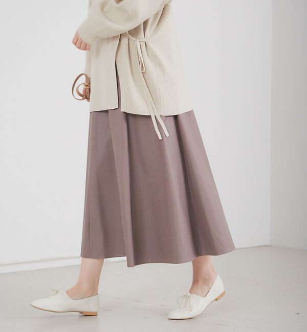 abahouse mavie「フェイクレザーフレアスカート」|スカート|モカ