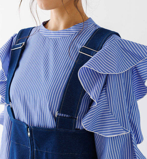 abahouse mavie「ジャージーデニムジャンパースカート」|ジャンパースカート|