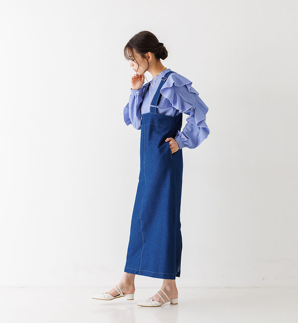 abahouse mavie「ジャージーデニムジャンパースカート」|ジャンパースカート|