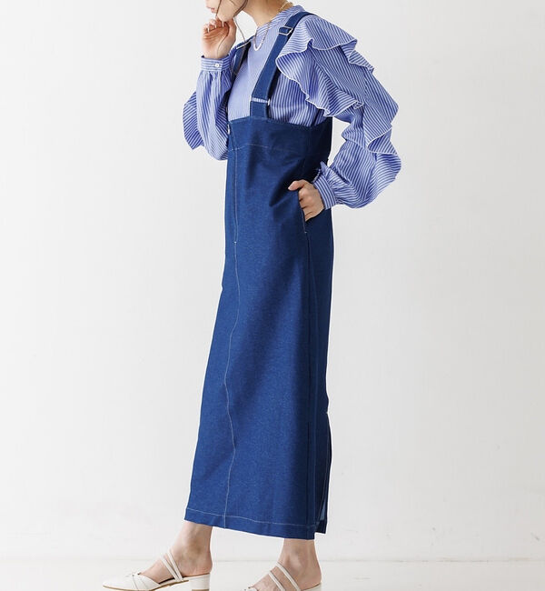 abahouse mavie「ジャージーデニムジャンパースカート」|ジャンパースカート|