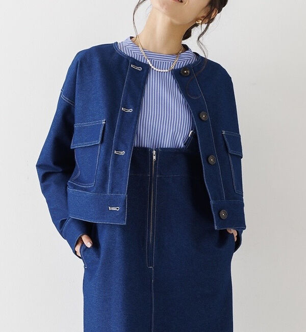 abahouse mavie「ジャージーデニムジャンパースカート」|ジャンパースカート|