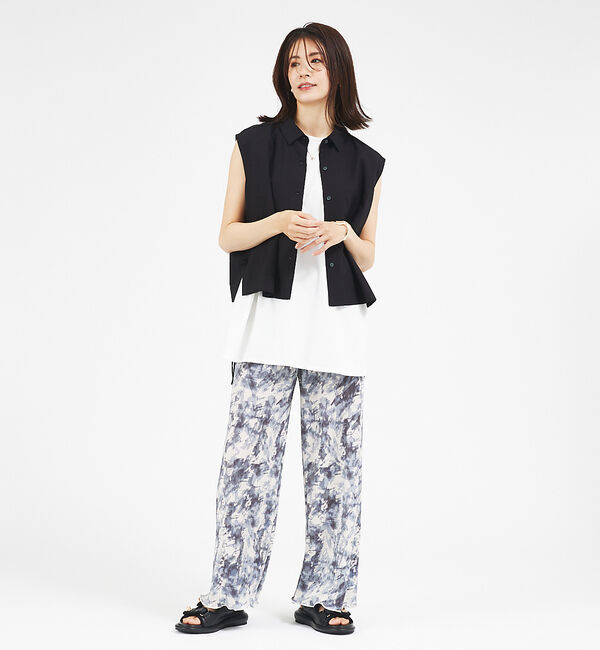 abahouse mavie「【セットアップ対応】レーヨンリネンノースリーブシャツ」|シャツ・ブラウス|