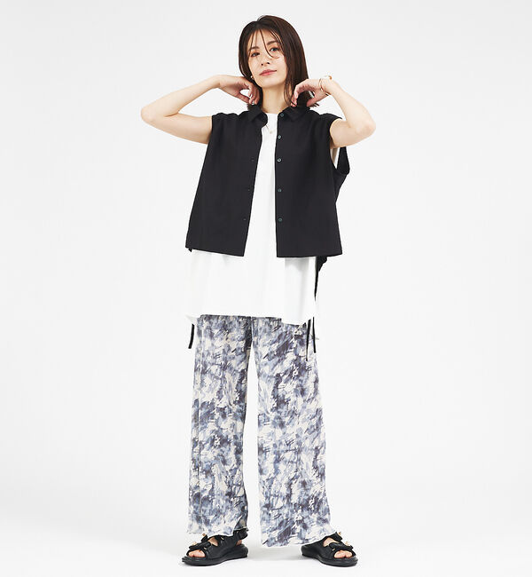 abahouse mavie「【セットアップ対応】レーヨンリネンノースリーブシャツ」|シャツ・ブラウス|