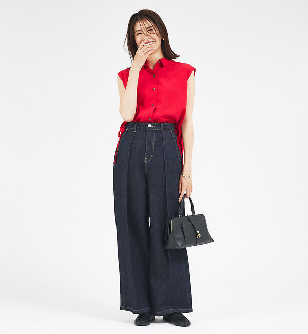 abahouse mavie「【セットアップ対応】レーヨンリネンノースリーブシャツ」|シャツ・ブラウス|