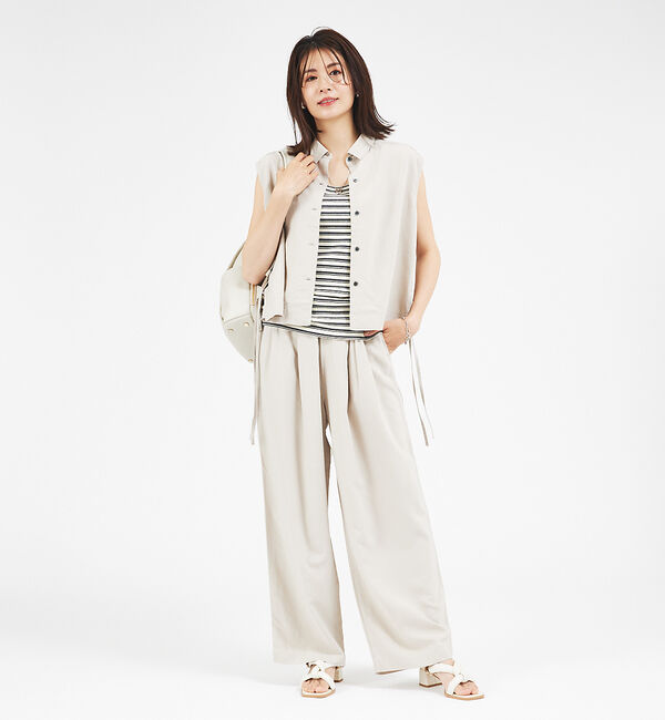 abahouse mavie「【セットアップ対応】レーヨンリネンノースリーブシャツ」|シャツ・ブラウス|