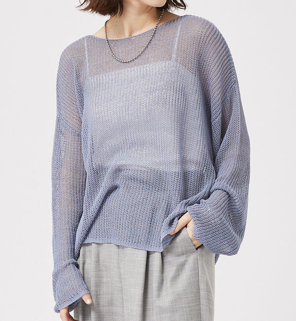 abahouse mavie「リネンライクシアーニット」|ニット・セーター|ブルーグレー