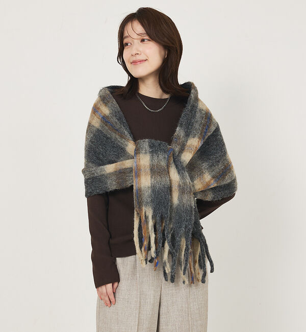 abahouse mavie「ウール混チェックストール」|マフラー|