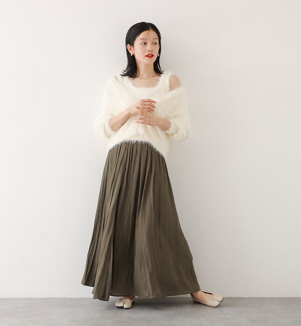 abahouse mavie「ヴィンテージサテンギャザースカート」|スカート|