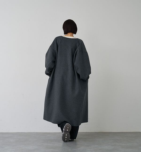 abahouse mavie「【体型カバー】ノーカラーロングコート」|ノーカラーコート|