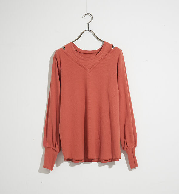 NOMINE「アメスリタンクレイヤードハニカムプルオーバー」|Tシャツ・カットソー|オレンジ