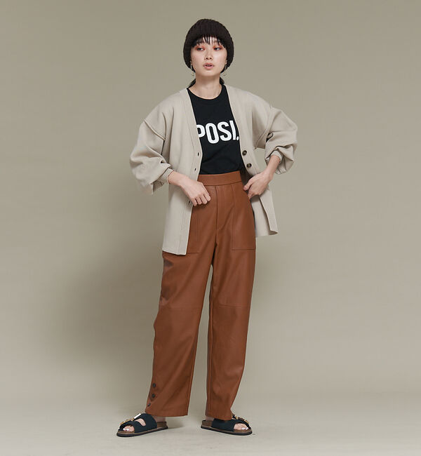 NOMINE「フェイクレザーベイカーパンツ」|カーゴ|