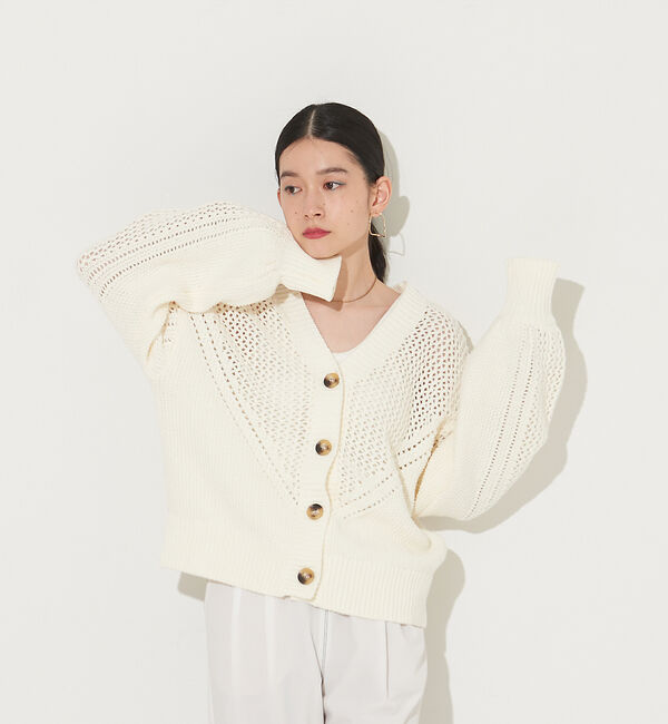 NOMINE「カノコメッシュ2WAYカーディガン」|カーディガン|ホワイト