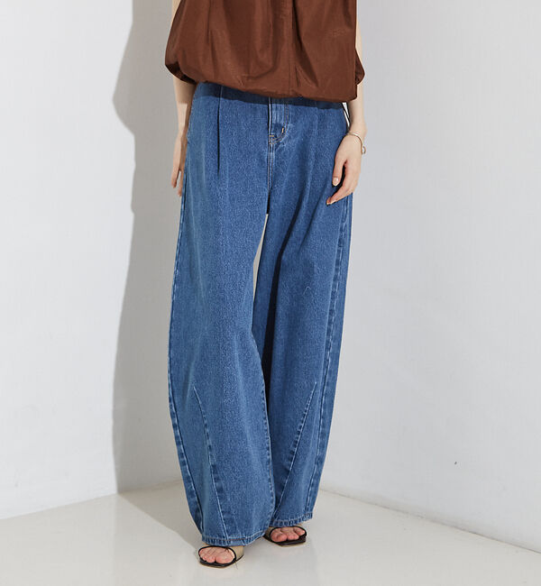 NOMINE「タック ボリューム デニムパンツ」|デニム|