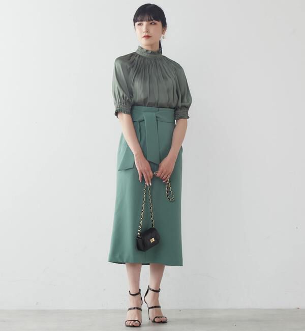 TIARA「麻調ハイウエストタイトスカート」|スカート|