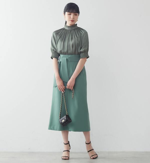 TIARA「麻調ハイウエストタイトスカート」|スカート|