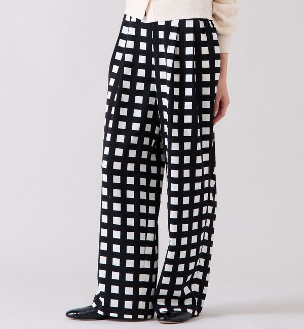 TIARA「ブロックチェックプリントパンツ」|その他|アイボリー