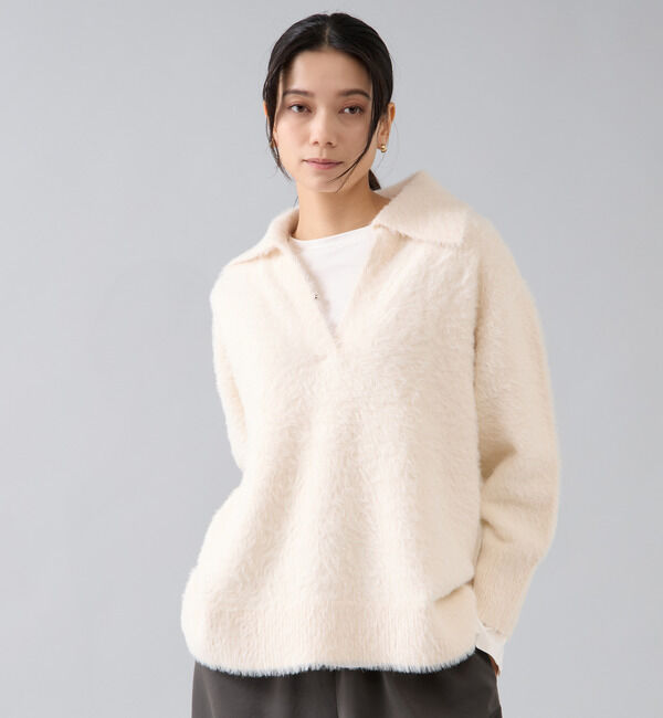 Liesse「セーラーカラーフェザーニット」|ニット・セーター|アイボリー