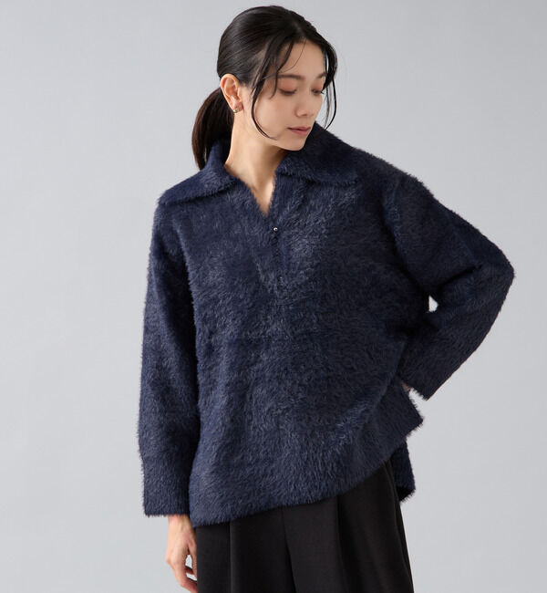 Liesse「セーラーカラーフェザーニット」|ニット・セーター|ネイビー