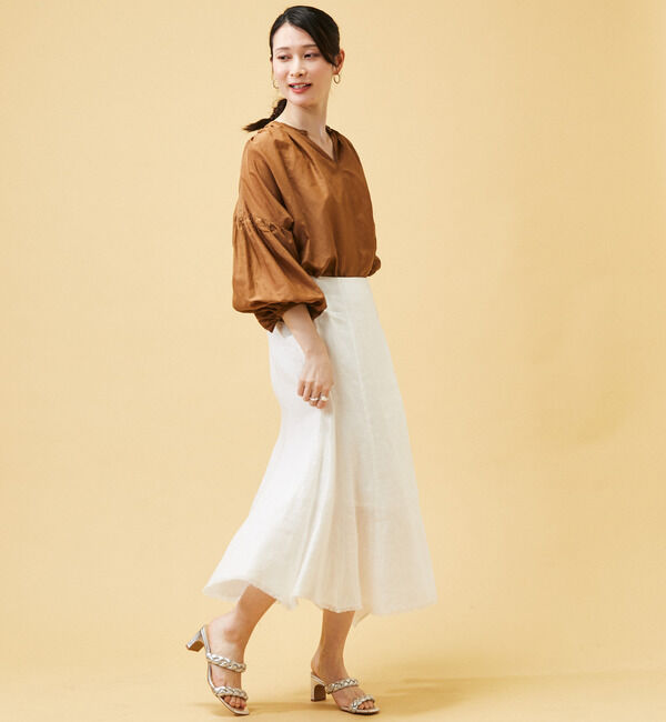 Soffitto「リネンヘリンボーンマーメイド変形スカート」|スカート|