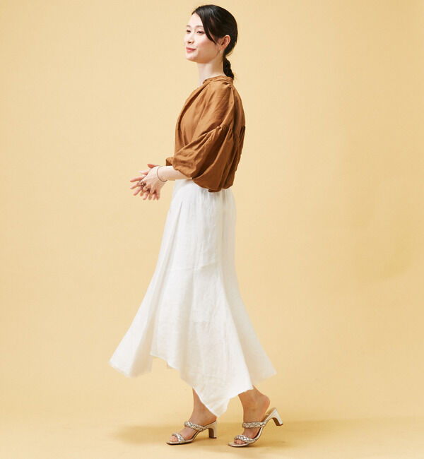 Soffitto「リネンヘリンボーンマーメイド変形スカート」|スカート|