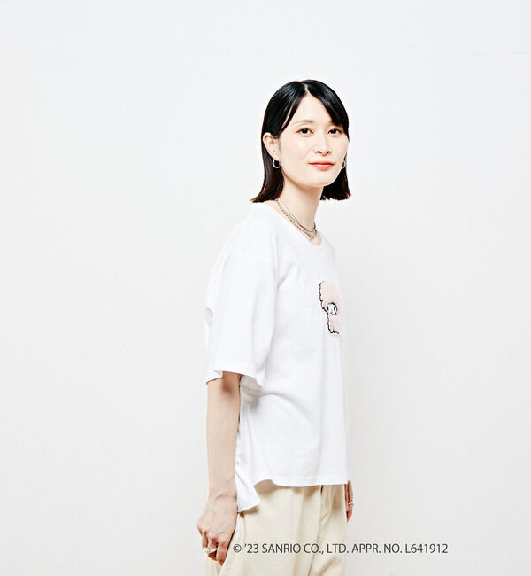 Soffitto「【マイスウィートピアノ＆マイメロディ&times;soffitto】サガラ刺しゅうワッペンTシャツ」|Tシャツ・カットソー|