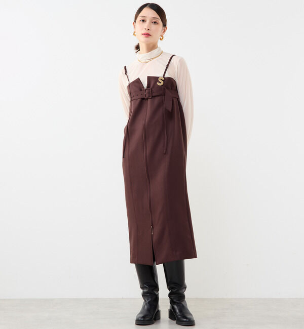 Soffitto「ストレッチ2WAYキャミワンピース」|ワンピース|ブラウン