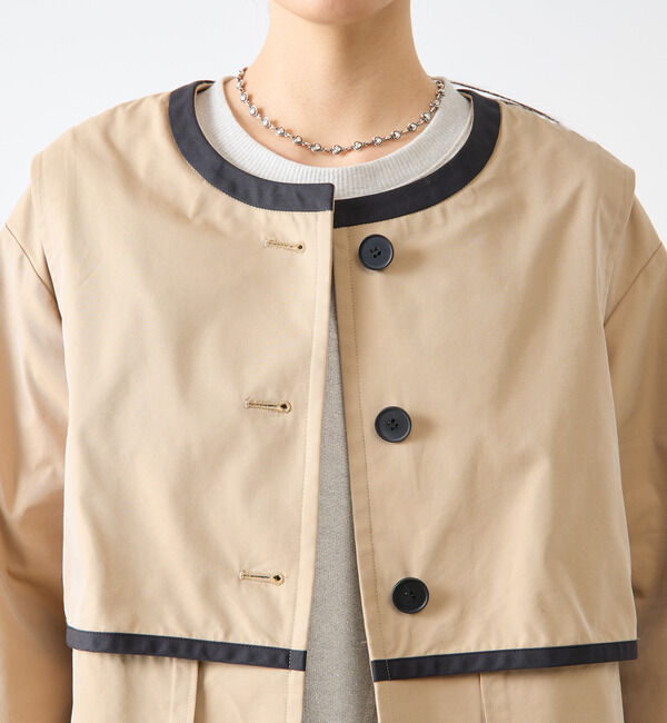 Soffitto「2枚着てる風配色パイピング短丈コート」|その他|