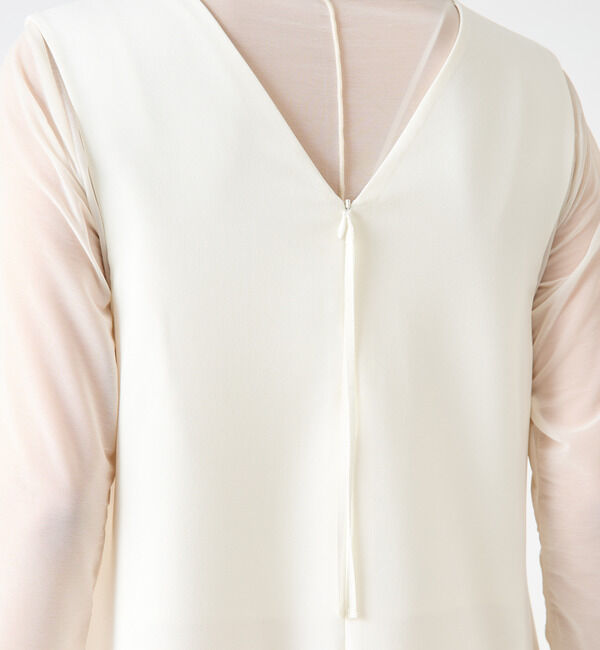 Soffitto「麻調深Vネックフリンジストレッチワンピース」|ワンピース|