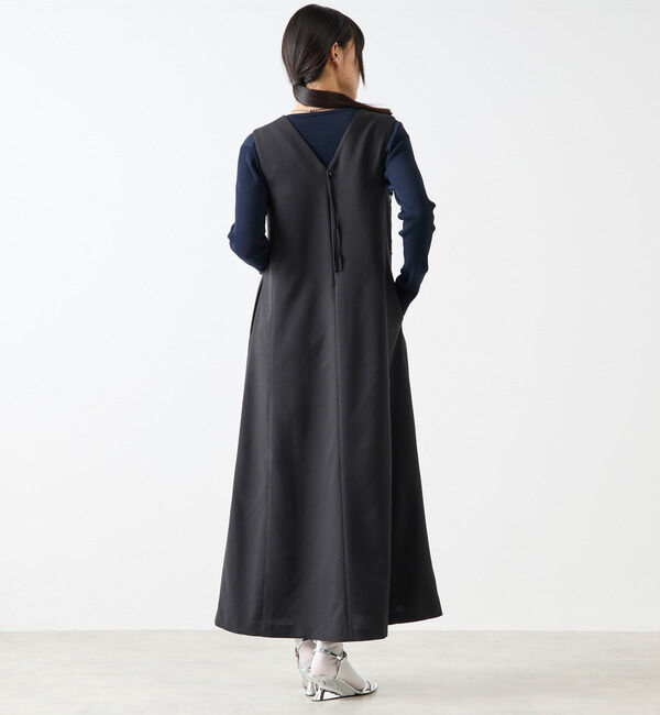 Soffitto「麻調深Vネックフリンジストレッチワンピース」|ワンピース|