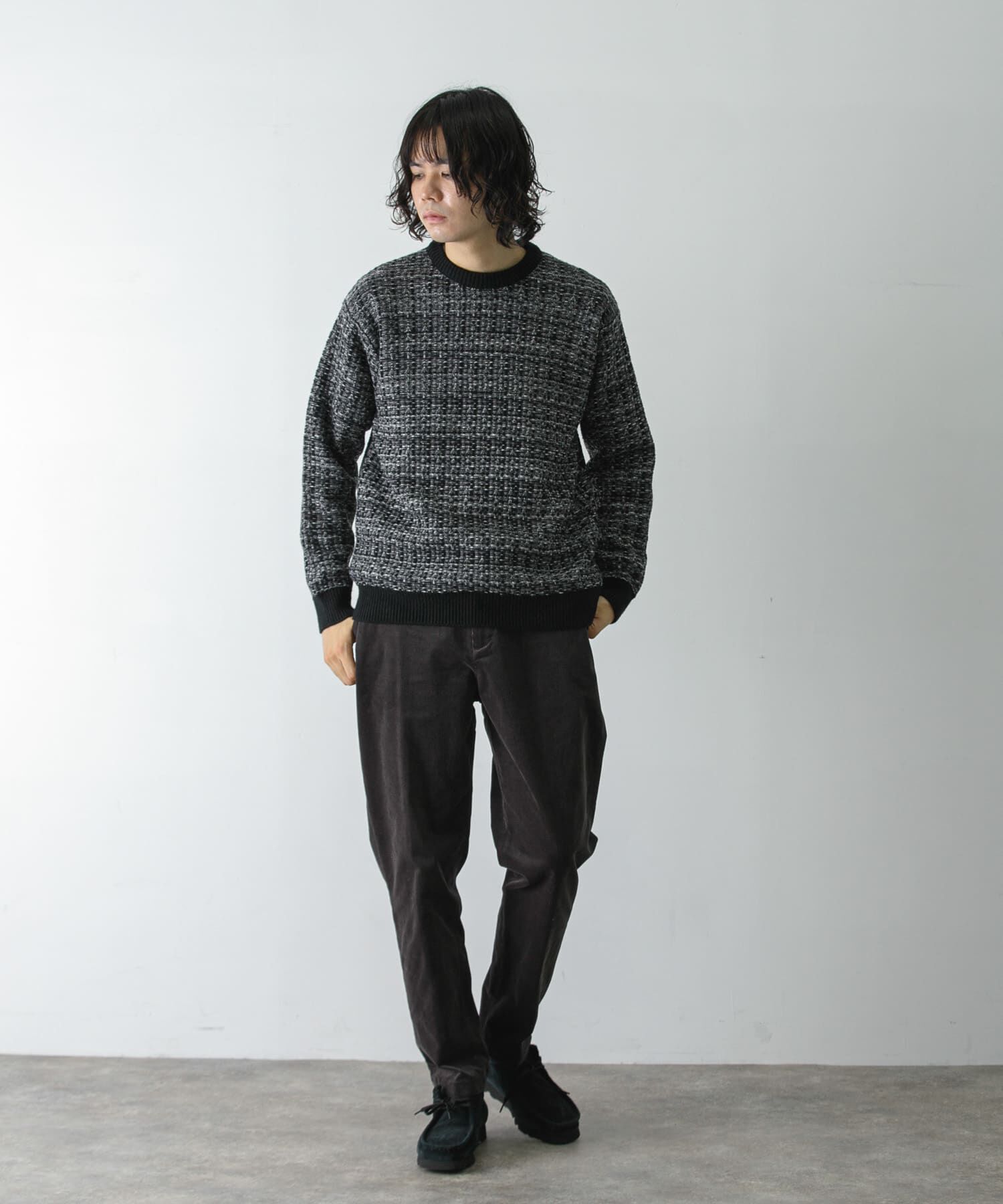 URBAN RESEARCH DOORS「ツイードライク ジャガードニット」|ニット・セーター|