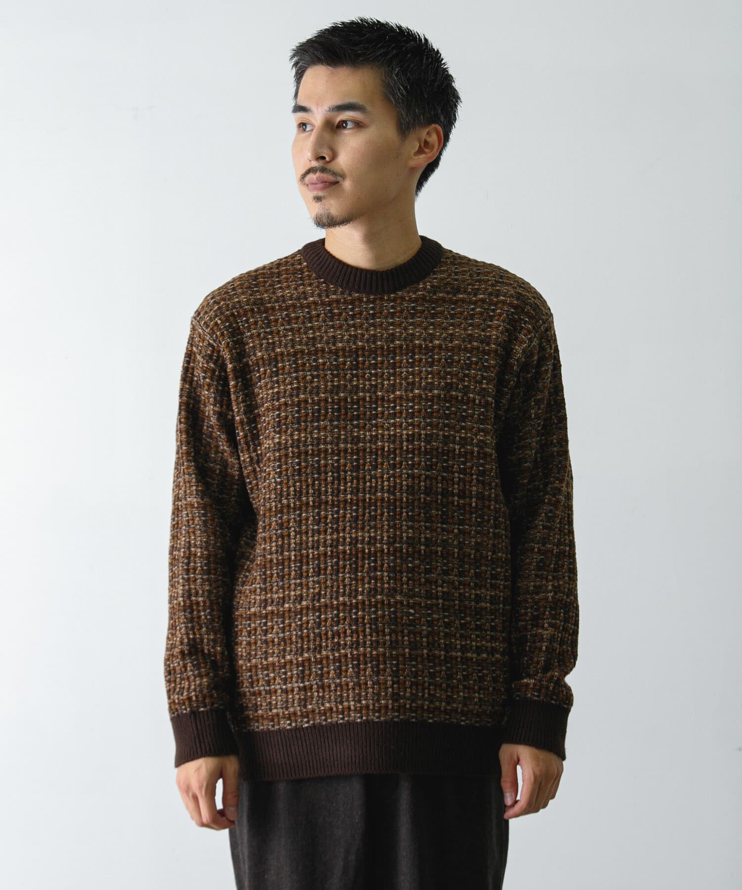 URBAN RESEARCH DOORS「ツイードライク ジャガードニット」|ニット・セーター|