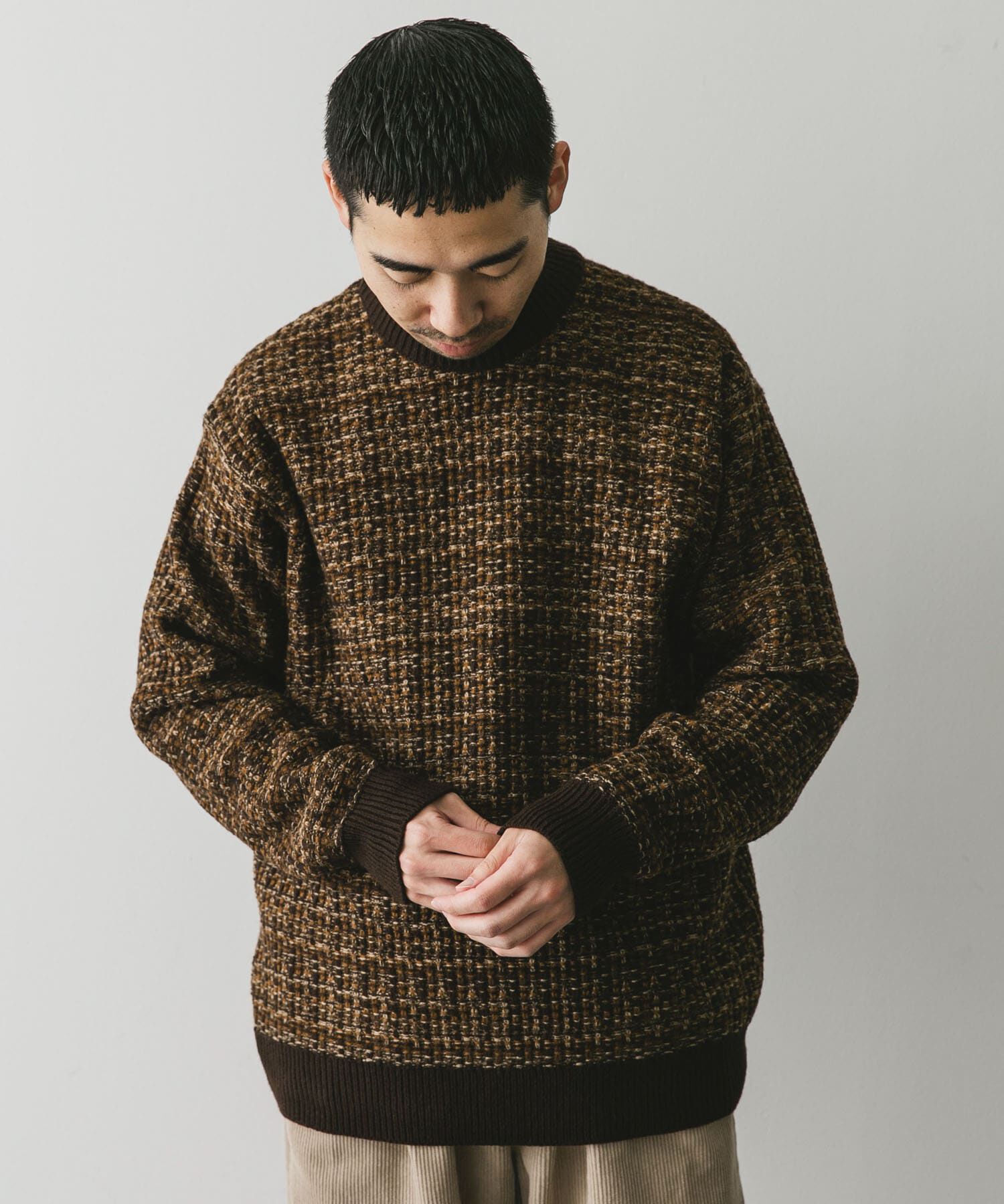 URBAN RESEARCH DOORS「ツイードライク ジャガードニット」|ニット・セーター|