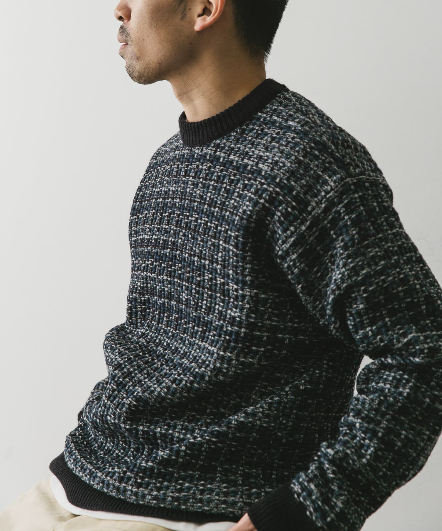 URBAN RESEARCH DOORS「ツイードライク ジャガードニット」|ニット・セーター|