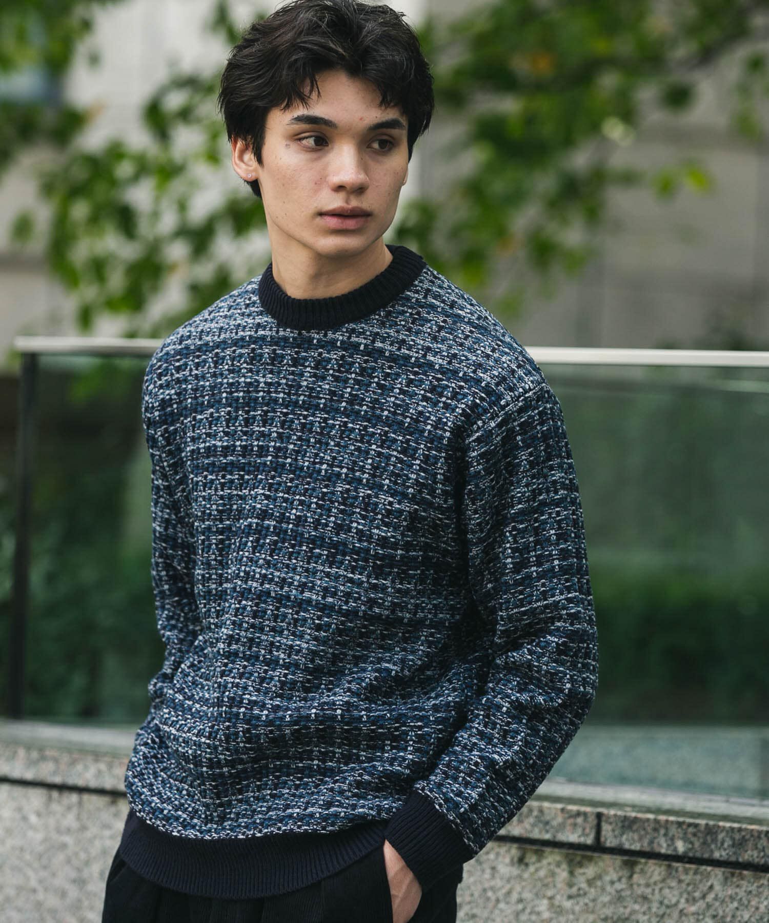 URBAN RESEARCH DOORS「ツイードライク ジャガードニット」|ニット・セーター|