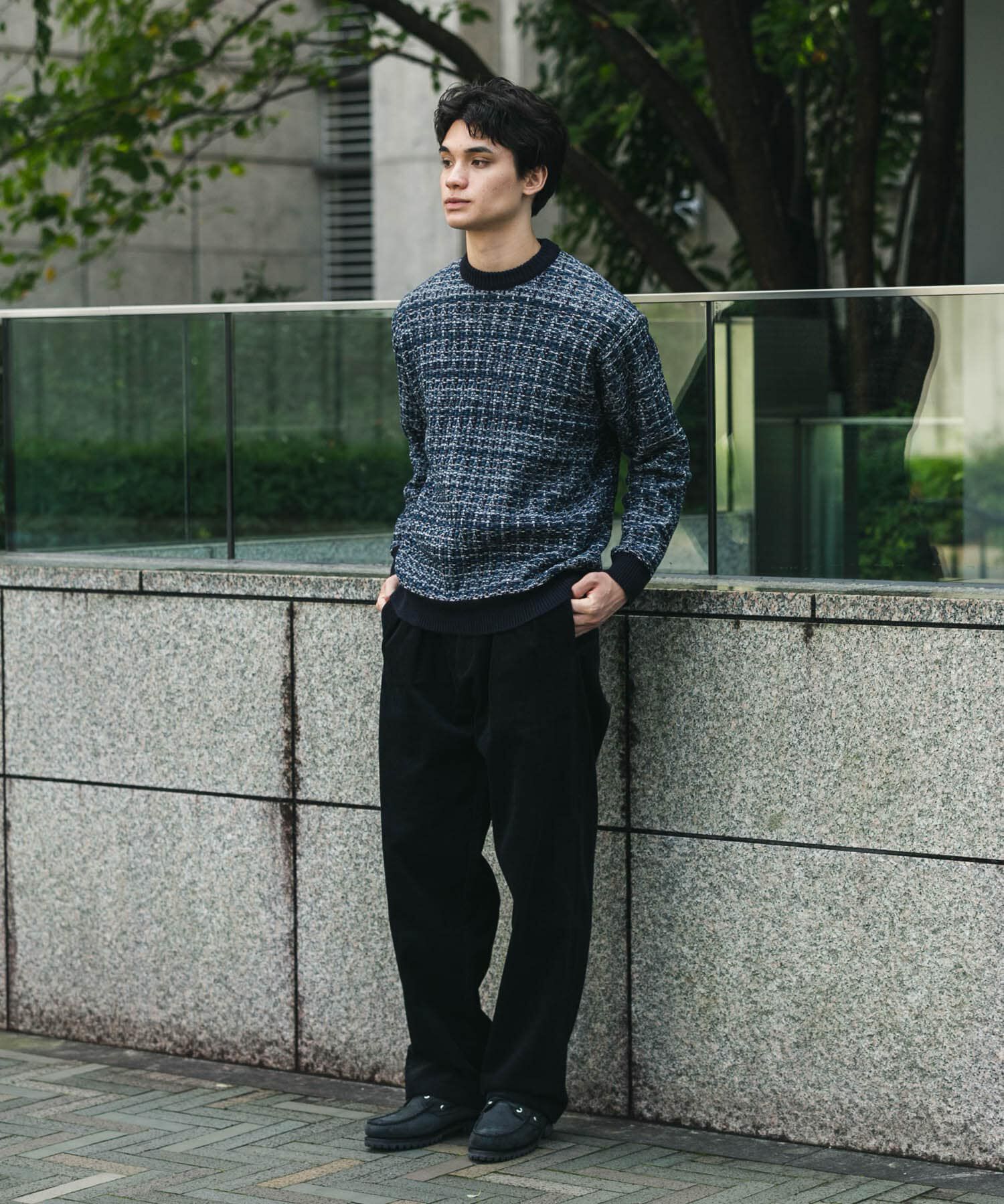 URBAN RESEARCH DOORS「ツイードライク ジャガードニット」|ニット・セーター|