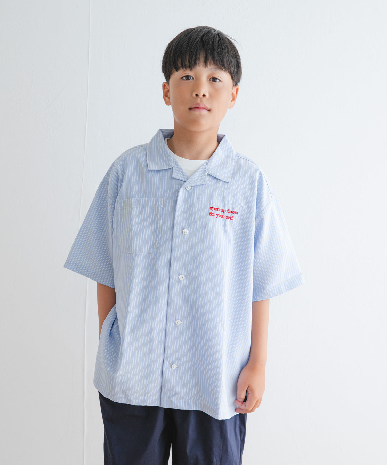 URBAN RESEARCH DOORS「『WEB/一部店舗限定サイズ』ロゴ刺繍ストライプシャツ(KIDS)」|その他|