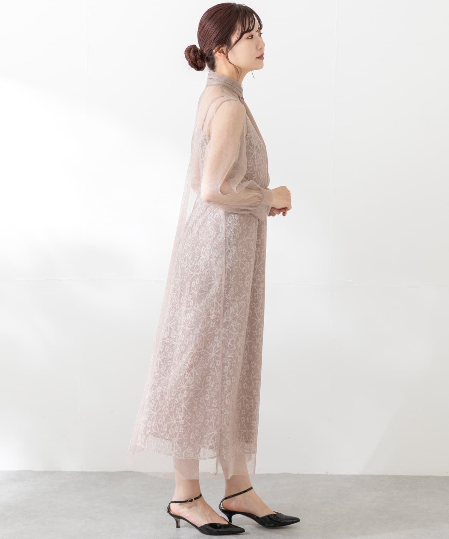 URBAN RESEARCH ROSSO「kaene　ラメチュールレイヤードレースドレス」|ワンピース|