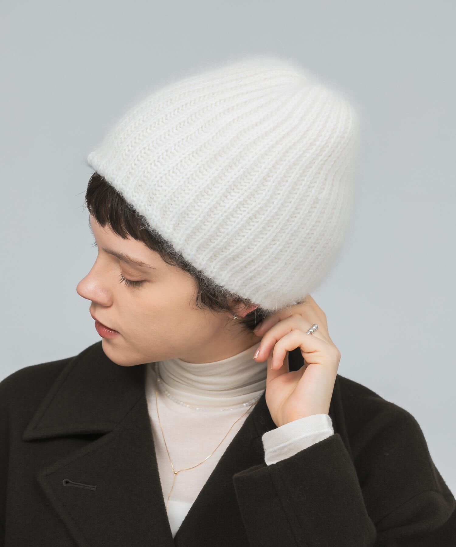 URBAN RESEARCH「Fratelli Talli　ヘアリーニットキャップ」|ニット帽|ホワイト