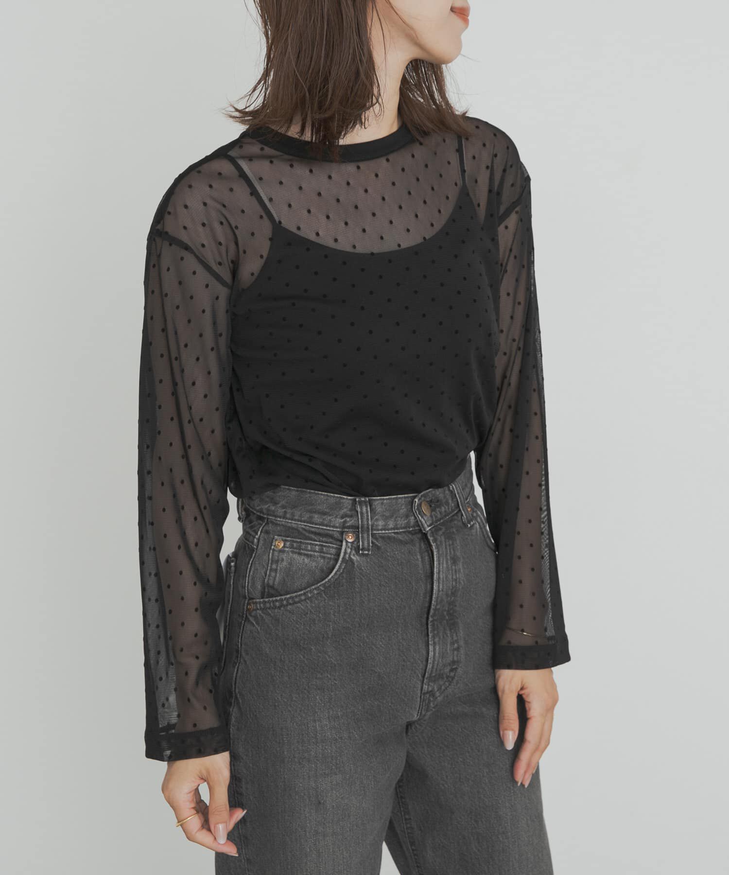 URBAN RESEARCH DOORS「mizuiro ind　mesh dots crew neck pullover」|Tシャツ・カットソー|