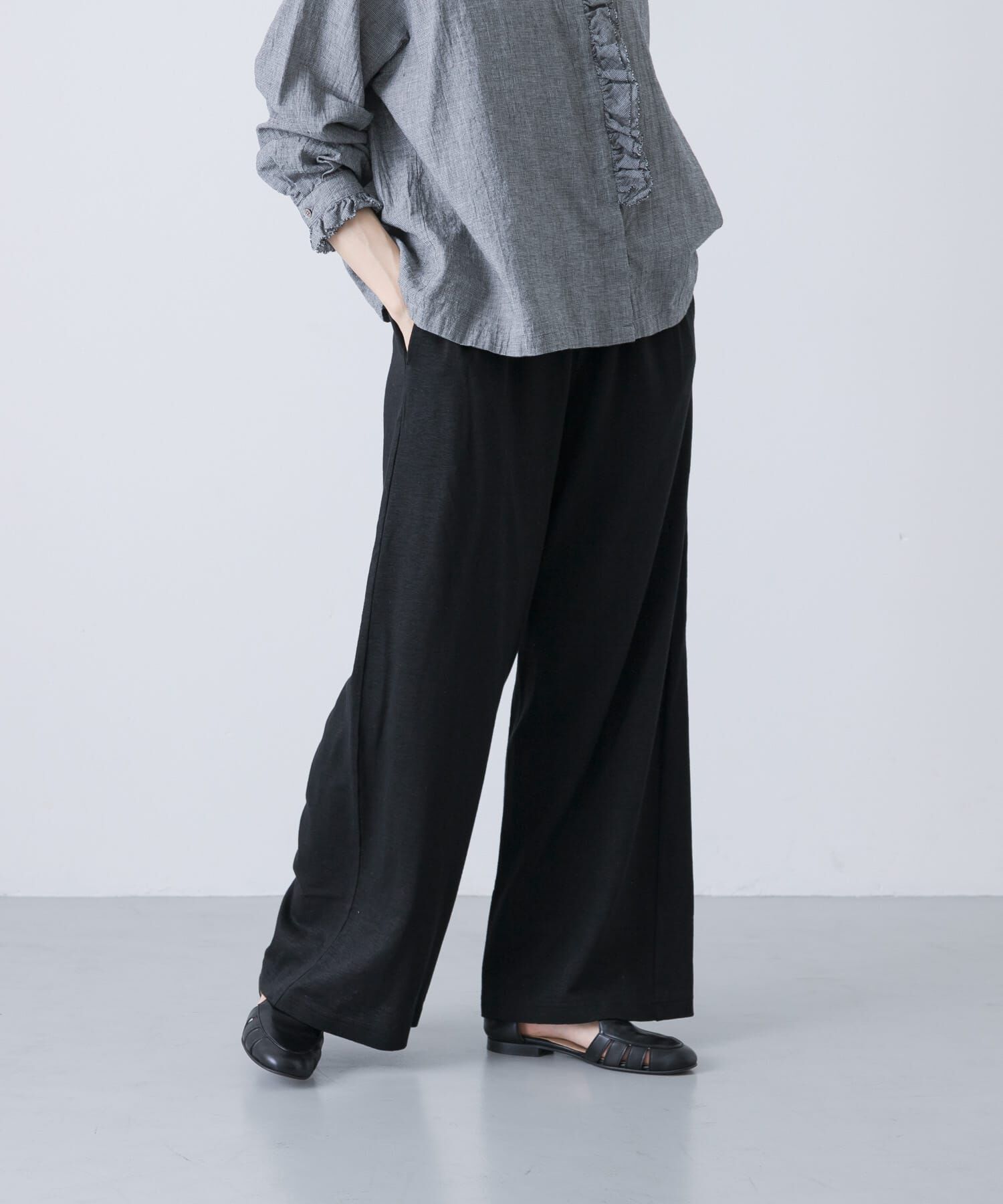 かぐれ「リネンカットイージーパンツ」|その他|ブラック