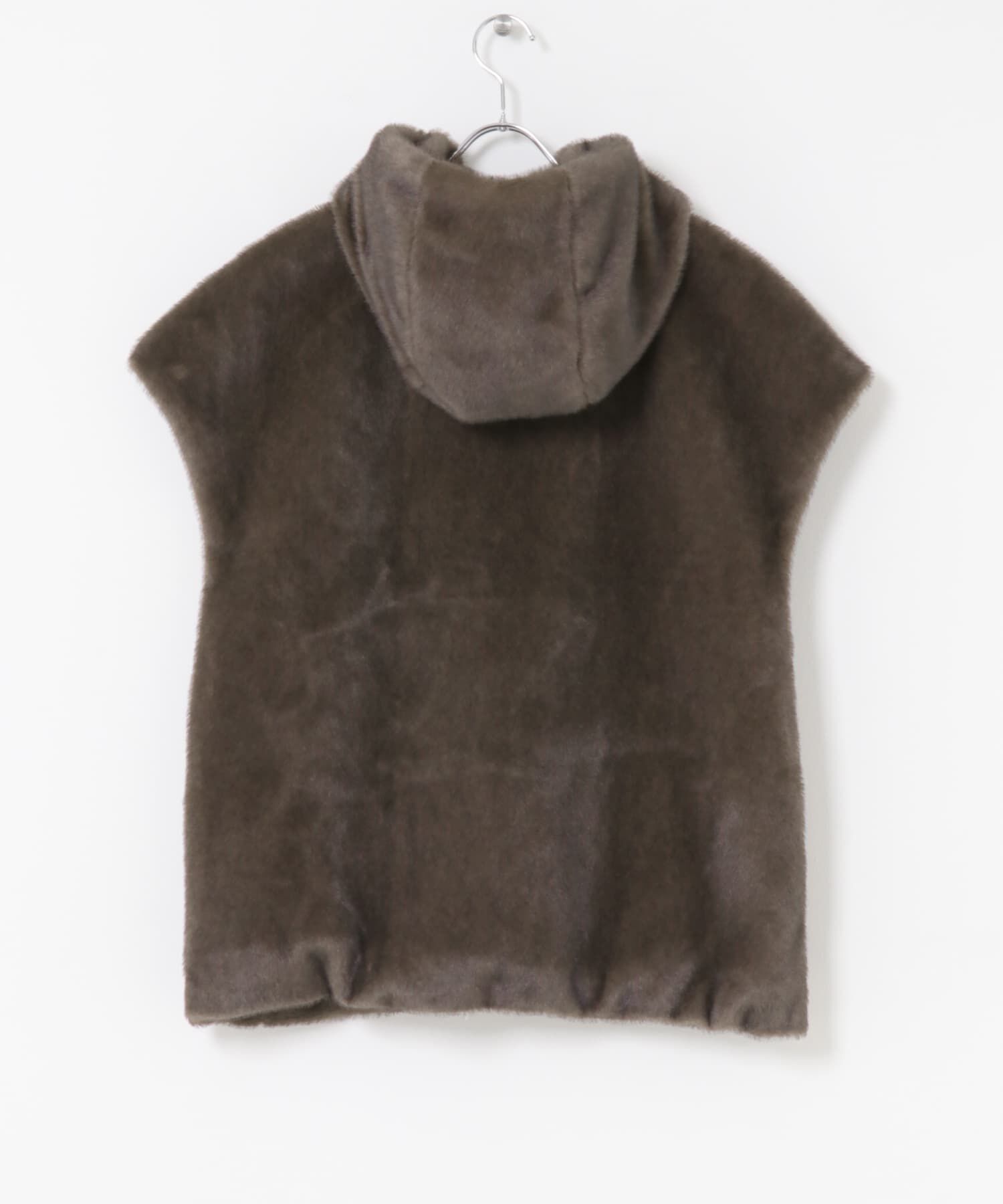 URBAN RESEARCH ROSSO「ECOPELファーフードジレ」|ノーカラーコート|