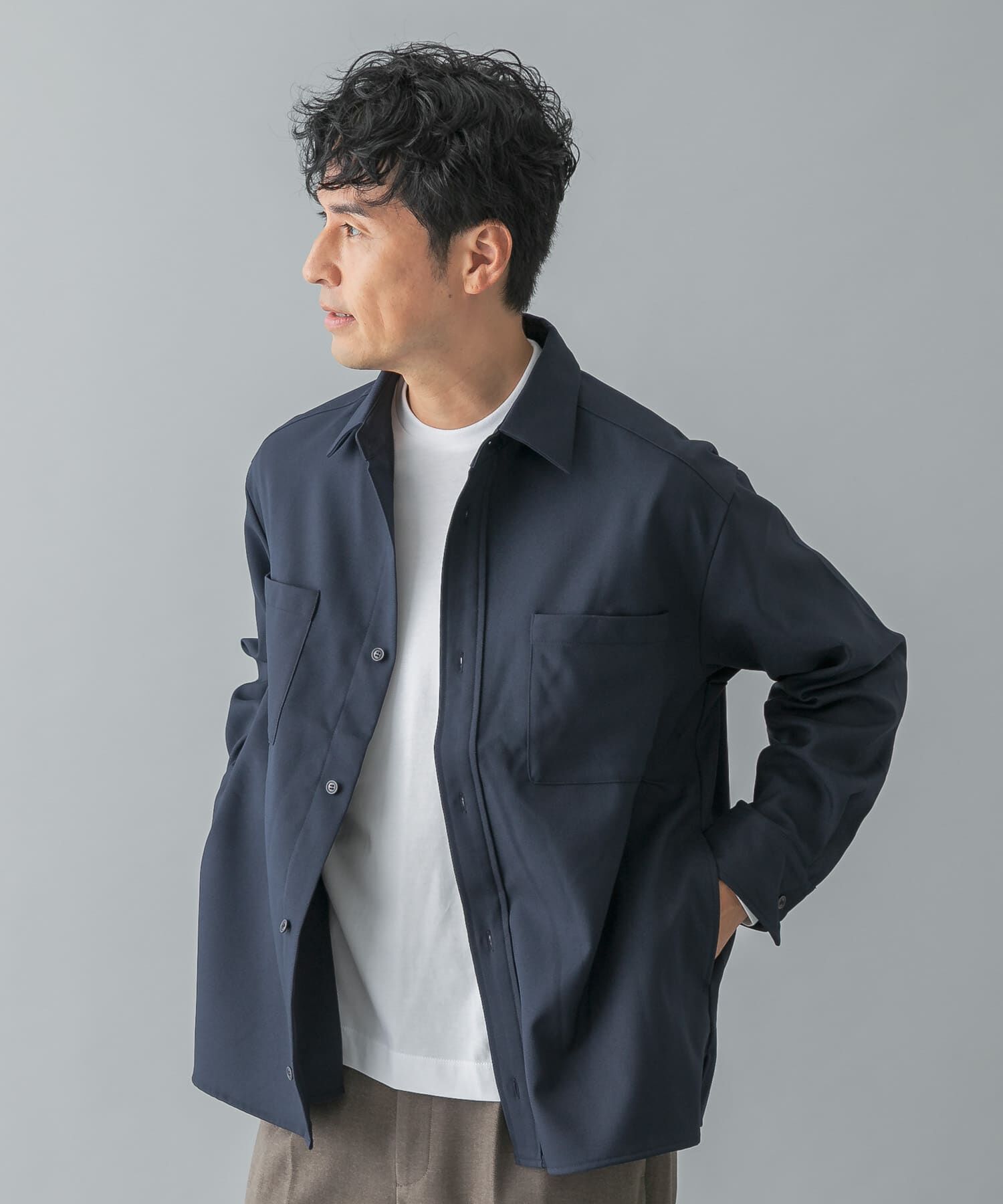 URBAN RESEARCH ROSSO「『静電気防止』『XLｻｲｽﾞあり』ｱｰﾊﾞﾝﾘﾗｯｸｽｿﾌﾄﾂｲﾙﾎ  」|シャツ・ブラウス|ネイビー