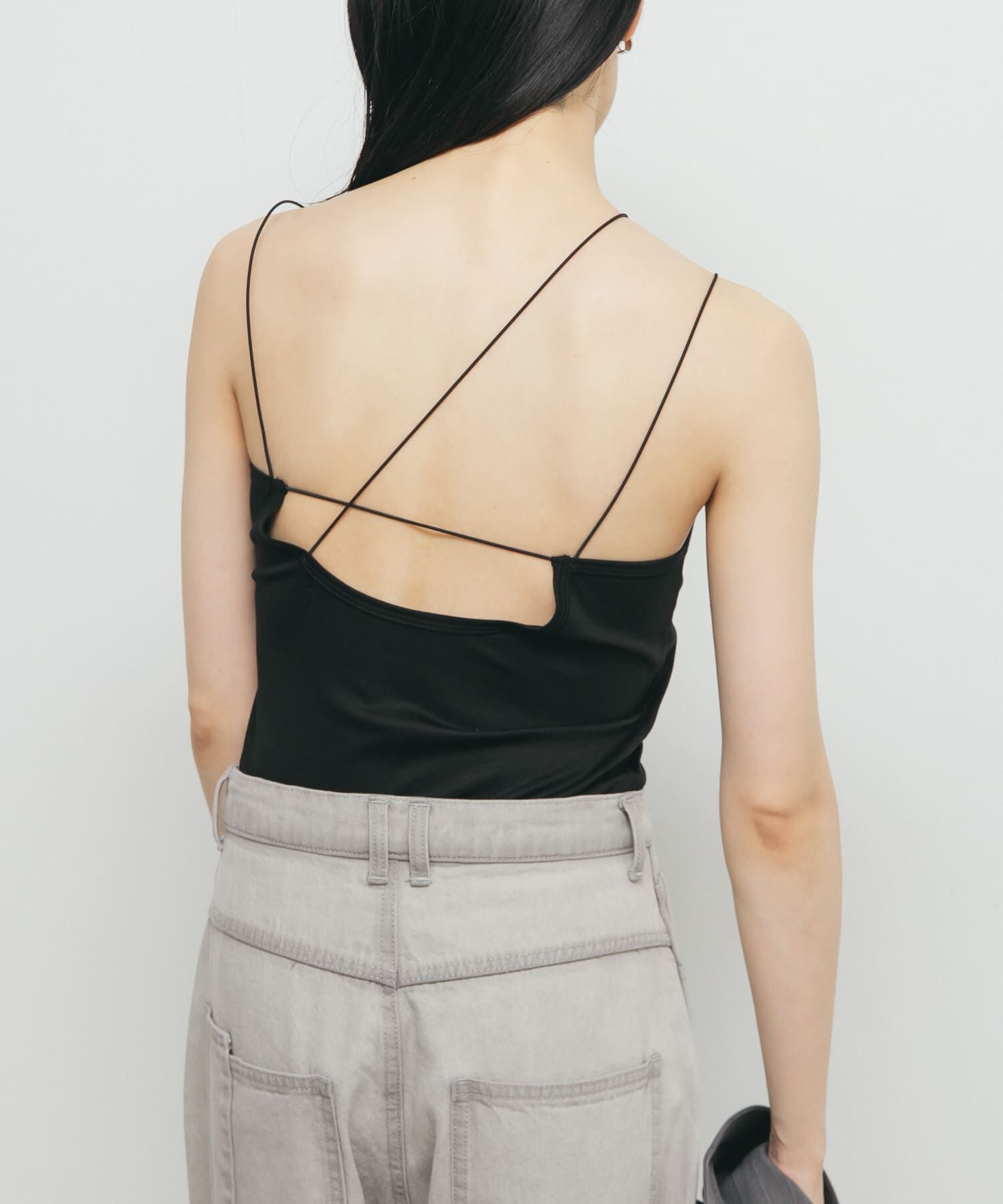  「アシンメトリーカップ付キャミ」|キャミソール|ブラック