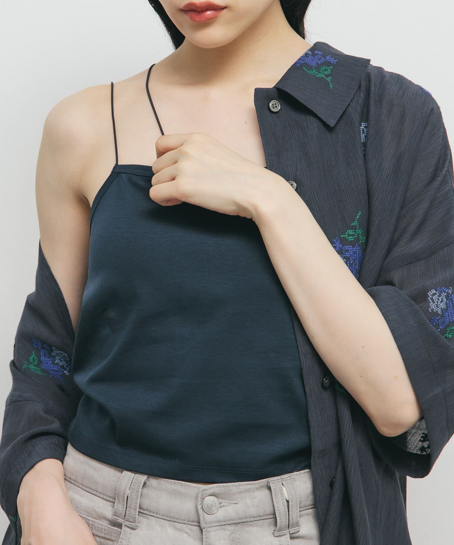  「アシンメトリーカップ付キャミ」|キャミソール|